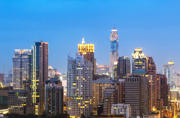 Bangkok Cityscape, Business district with high building at dusk (Bangkok, Thailand)