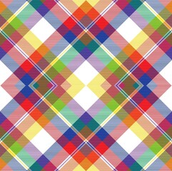 Rainbow Argyle Plaid Tartan textured Seamless Pattern Design