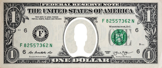 1 US dollar banknote with white person icon