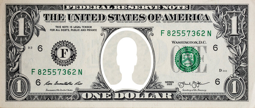 1 US dollar banknote with white person icon - Powered by Adobe