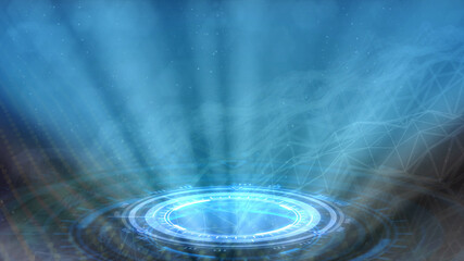 Neon hi-tech teleport background, cg abstract 3D rendering
