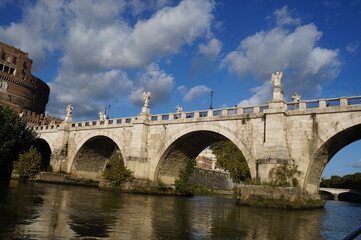Fototapeta na wymiar The bridge of Victor Emmanuel the Second and Saint Angel Castle in Rome