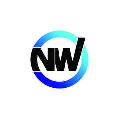 Letter NW circle logo design vector