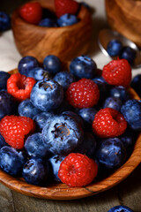 Raspberries and blueberries
