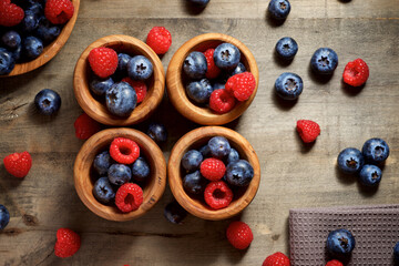 Raspberries and blueberries