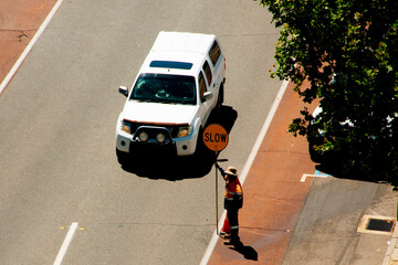 Road Construction Traffic Controller in the City