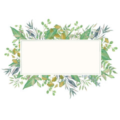 春の優しい色使いのオシャレな植物やお花の白バックのイラスト Wall Mural こみち 奥村