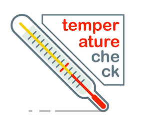 Thermometer temperature check vector flat icon or illustration isolated on white.