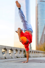 Break dancing outdoors