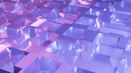 Abstract 3d render. Glossy technology background. Pink and blue color. Metal texture illustration