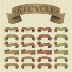 Set of retro ribbons in four colors. Vector illustration