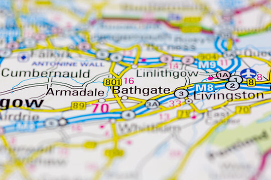 03-26-2021 Portsmouth, Hampshire, UK Bathgate and surrounding areas Shown on a Geography map or road map