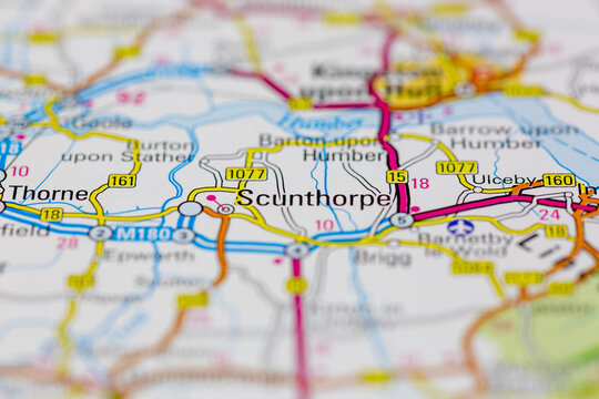 03-26-2021 Portsmouth, Hampshire, UK Scunthorpe and surrounding areas Shown on a Geography map or road map