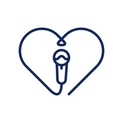 microphone with love sign icon. flat illustration isolated vector sign symbol, line art, music pack, multimedia button vector illustration , Voice Note Recording Vector