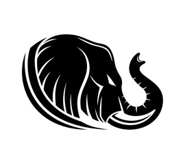 Illustration with angry elephant icon isolated on white background.