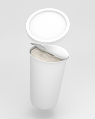 package blank container for sour cream, yogurt, mayonnaise, melted cheese or margarine spread mockup template - 3d render