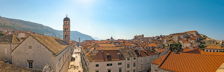 Fototapeta premium Panorama Dubrovnik Old Town roofs. Europe, Croatia