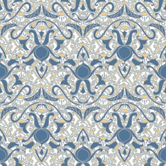 Ornate And Detailed Abstract Repeat Pattern In Blue And Gold