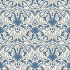 Ornate And Detailed Abstract Repeat Pattern In Blue And Gold