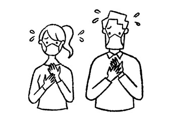 びっくりしている男女2人_マスク02