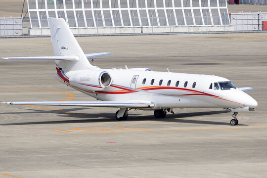 Aichi, Japan - March 08, 2016:Aero Asahi Cessna 680 Citation Sovereign (JA04AA) bizjet.