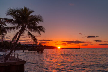 Fototapeta na wymiar Magnificent Sunrise Over a Pier in Spring in Key West, Florida, USA