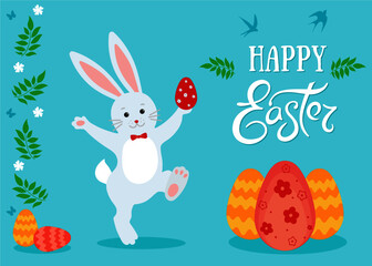 easter bunny and wish happy easter