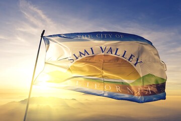 Simi Valley of California of United States flag waving on the top
