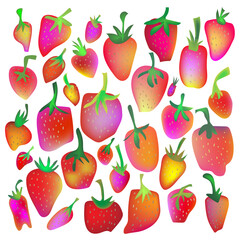 Strawberry funny set - vector illustration in bright style - 423197777