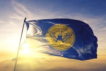 Atlanta of Georgia of United States flag waving on the top