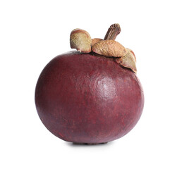 Delicious ripe mangosteen isolated on white. Exotic fruit