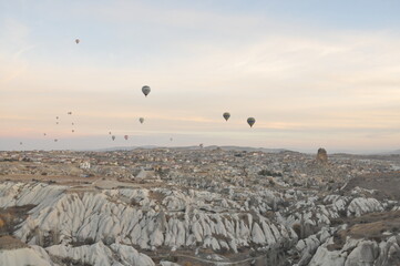Cappadocia hot air balloon tour aerial view Mount Erciyes sunrise and valleys 2016