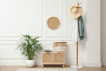 Hallway with stylish furniture. Idea for interior design