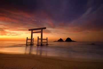 A shrine in the sea at Itoshima Beach