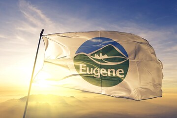 Eugene of Oregon of United States flag waving on the top