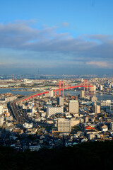Fototapeta na wymiar Wakato bridge in Kita-Kyushu, Japan
