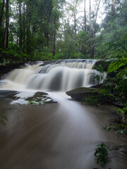 Callicoma Walk Cascade with full water flow, Sydney, Australia.