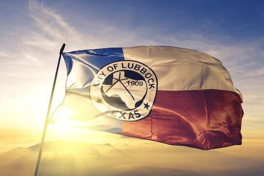 Lubbock of Texas of United States flag waving on the top