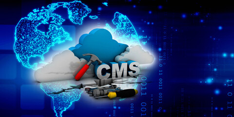 3d rendering cms cloud with tools
