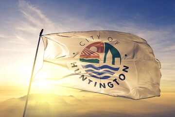 Huntington of West Virginia of United States flag waving on the top