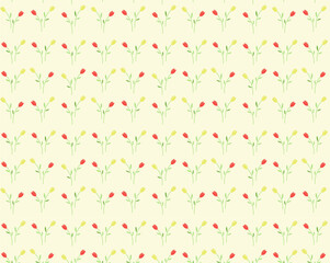 Summer pattern with yellow and red tulips