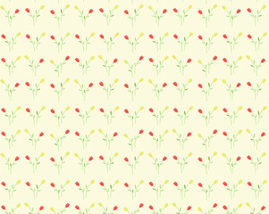 Summer pattern with yellow and red tulips