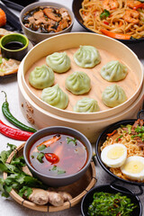 Asian food. Chinese, Japanese and Thai cuisine