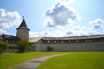 On the territory of the Holy Trinity Cathedral in Pskov. One of the oldest sights in Russia.