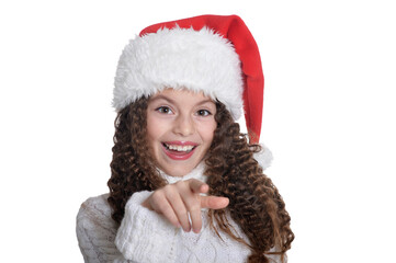 Portrait of smiling little girl with Christmas hat