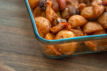 Potatoes with meat and mushrooms 