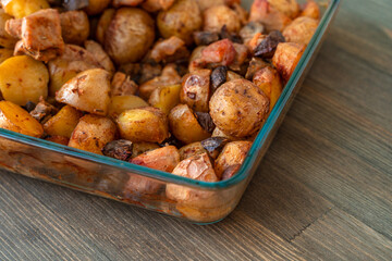 Potatoes with meat and mushrooms 