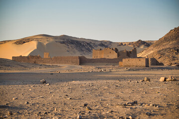 Ruins of Monastery of St. Simeon are in the desert next to Aswan city, Egypt