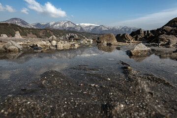日本海からの世界自然遺産白神山地の美しい風景