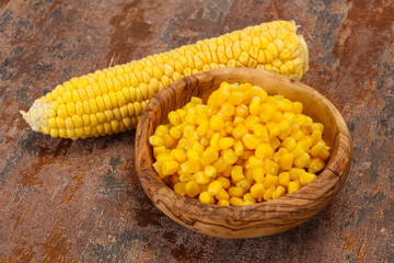 Young corn seeds in the bowl
